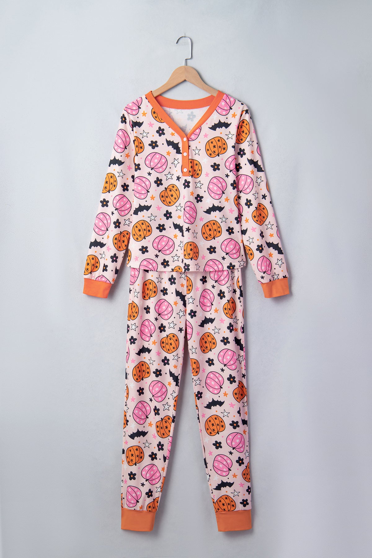 Pink Pumpkin Print Pajama Set