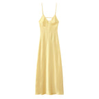 Yellow printed sleeveless midi dress
