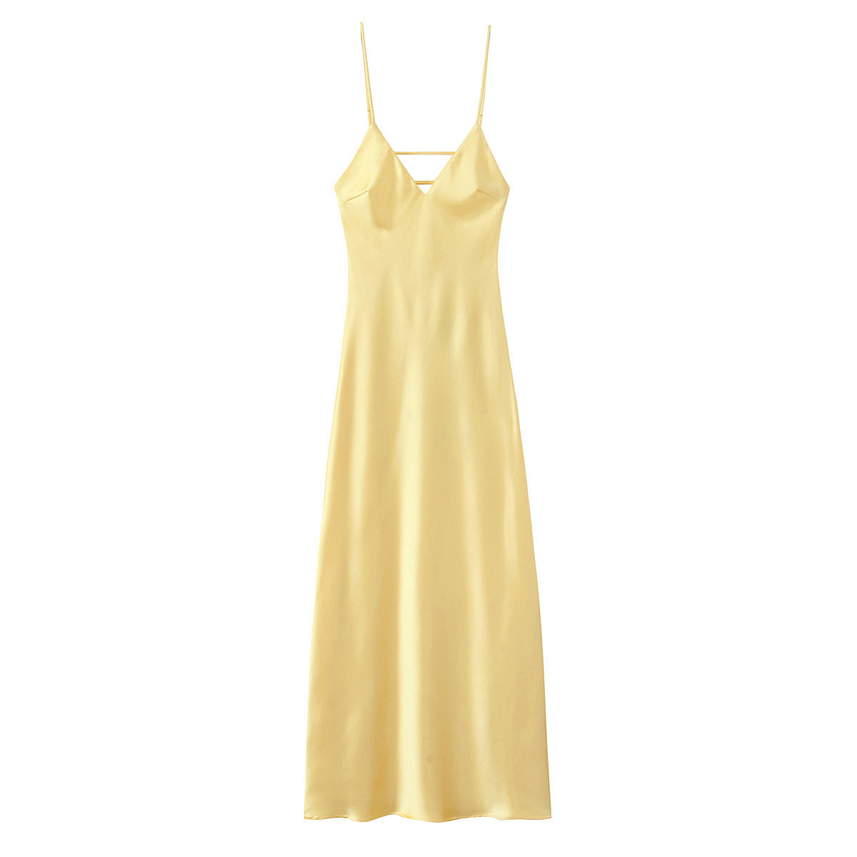 Yellow printed sleeveless midi dress