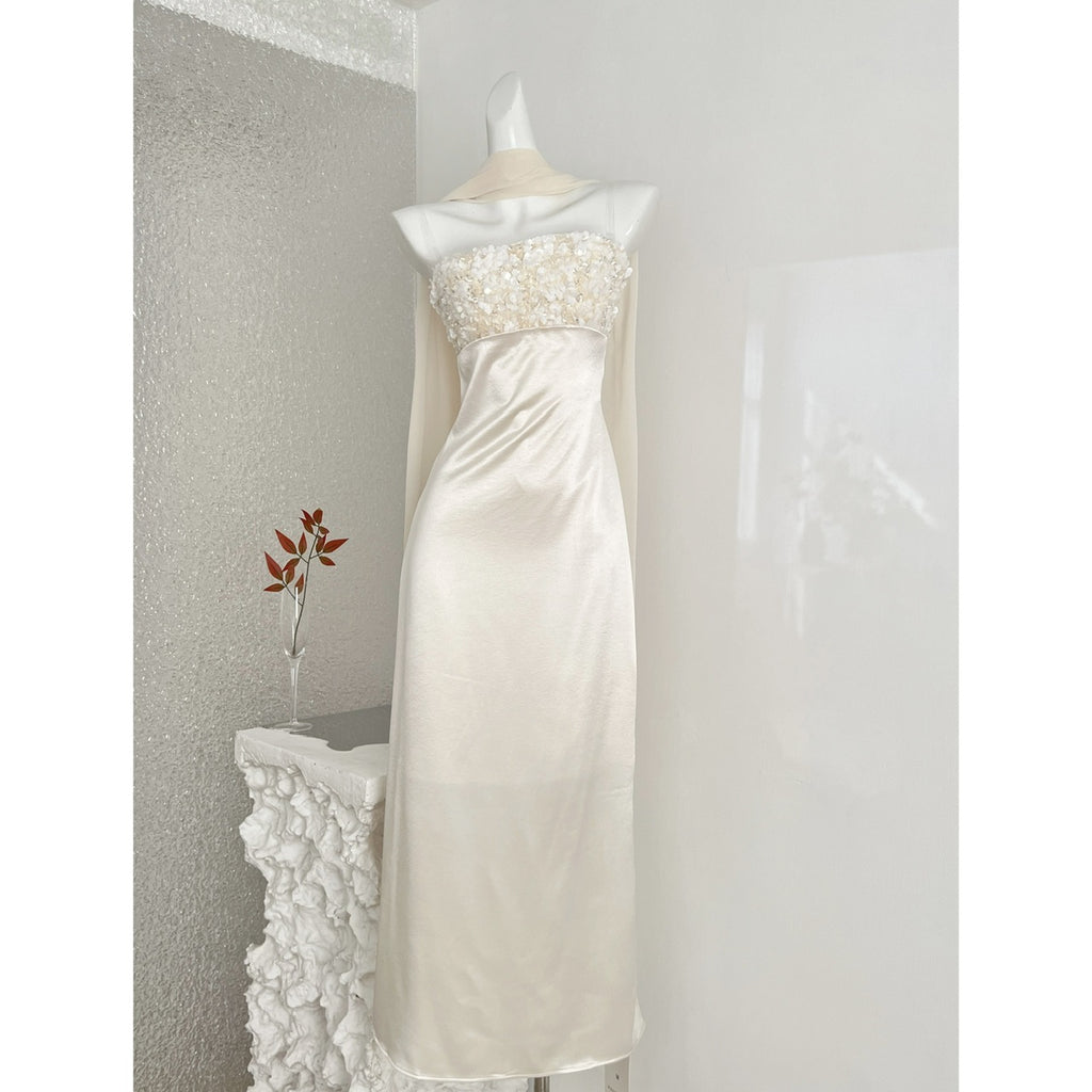 Champagne sequin bodycon maxi dress