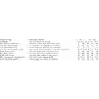 Bikini size chart table with measurements for S to XXL