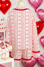 Red Floral Heart Bow Pajama Set