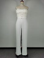 Women's Feather Strapless Jumpsuit