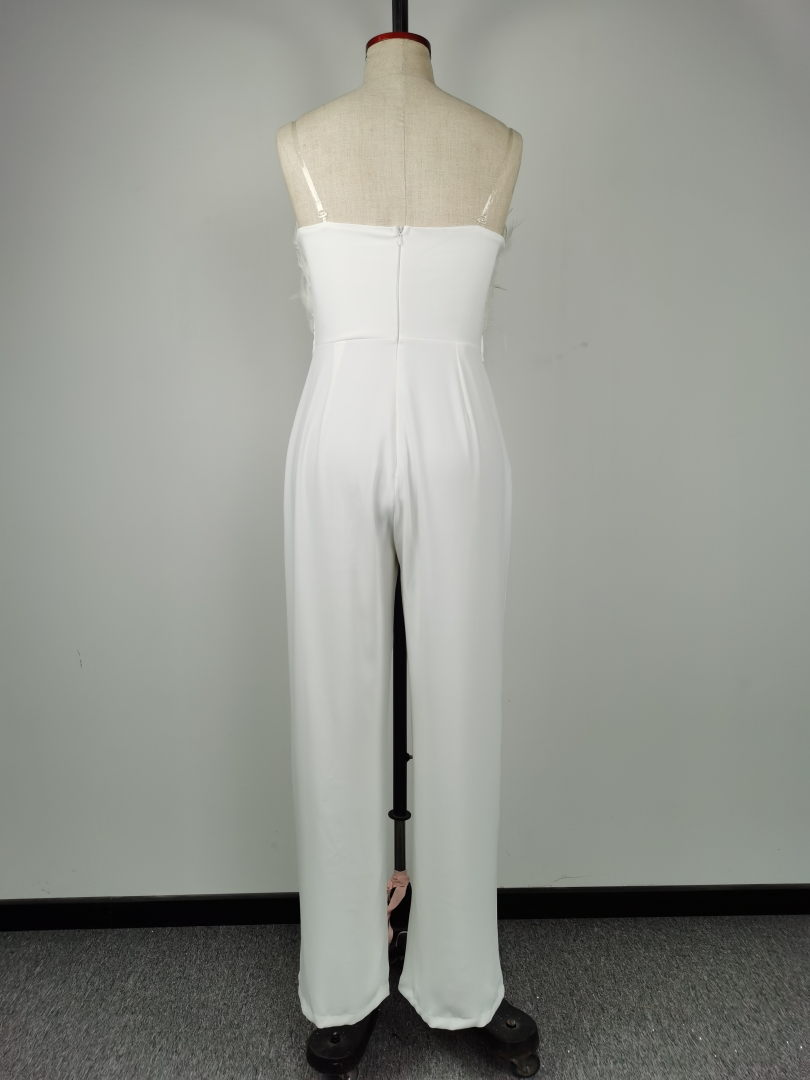 Women's Feather Strapless Jumpsuit