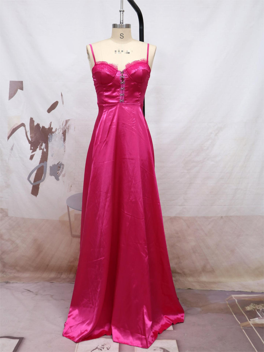 Women's Slit Chest Cotton Banquet Dress Bridesmaid