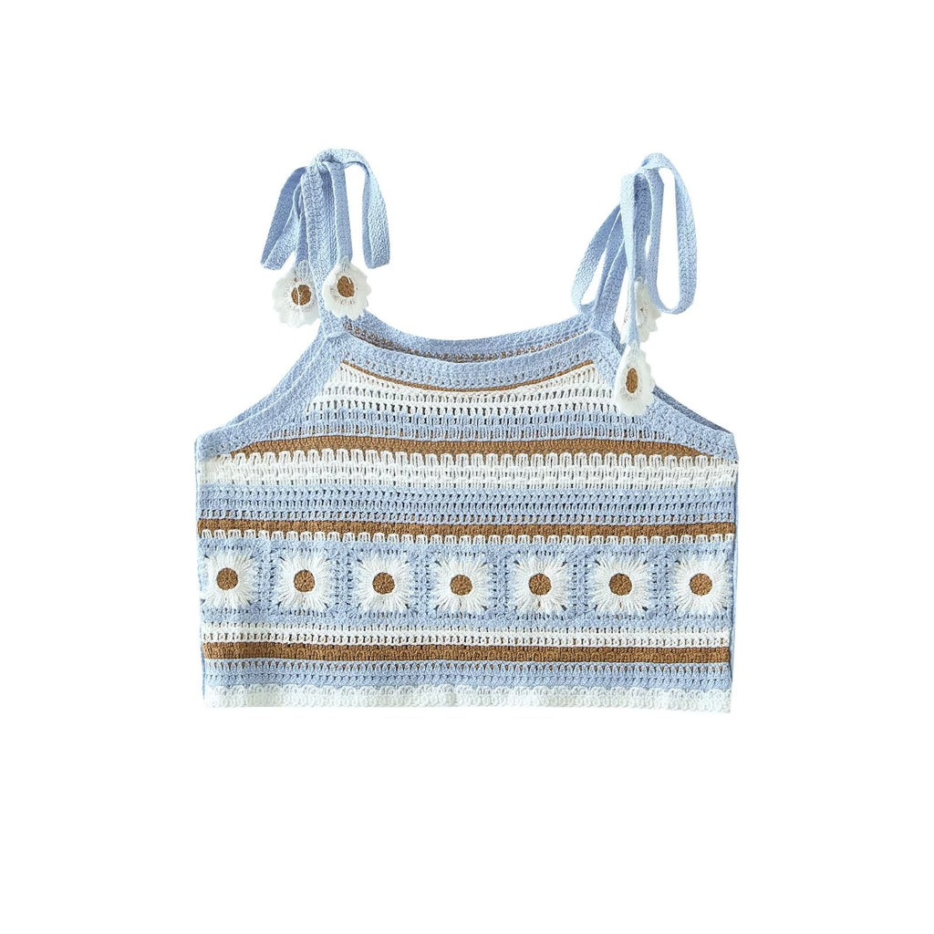 Women’s French Floral Rope Strap Crop Camisole