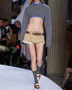 High Waist Khaki Faux A Line Long Leg Hero Skirt