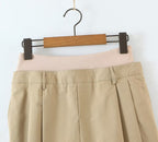 High Waist Khaki Faux A Line Long Leg Hero Skirt