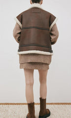 Summer Wind Women Suede Lamb Wool Vest Coat