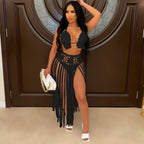 Women's Fringe Two-Piece Skirt Set