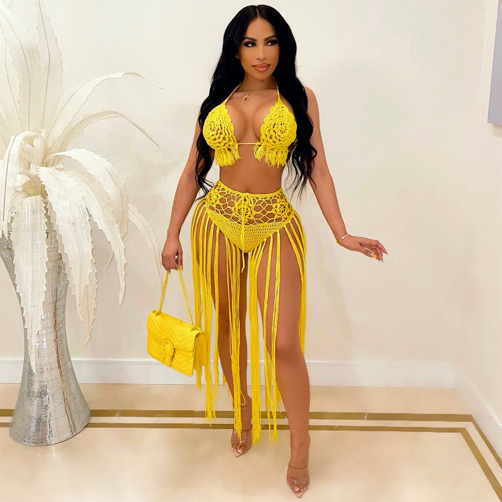 Women's Fringe Two-Piece Skirt Set