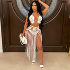 Women's Fringe Two-Piece Skirt Set