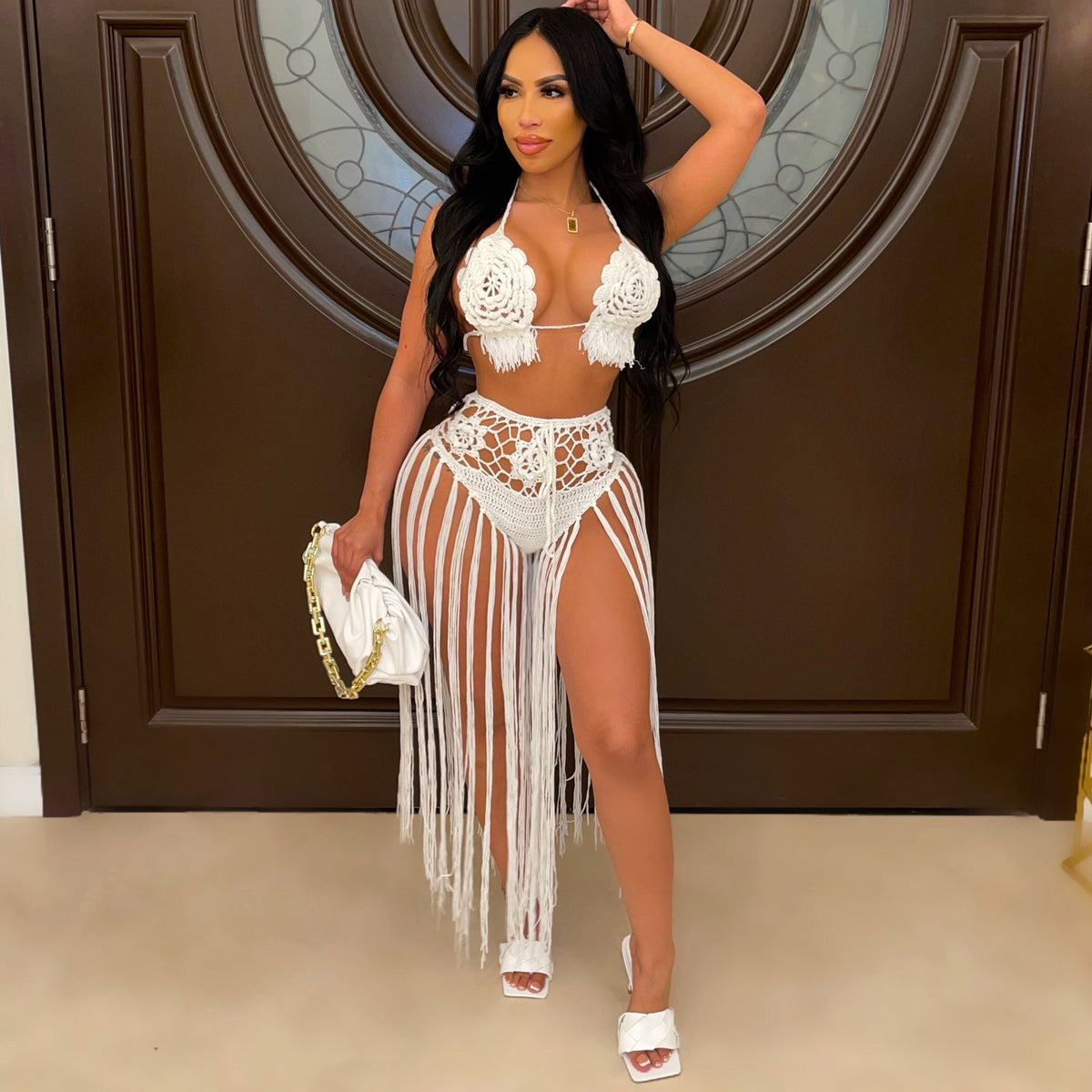 Women's Fringe Two-Piece Skirt Set