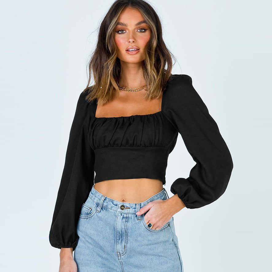 Women's Lantern Long Sleeve Slim Fit Wear Elegant Graceful Top
