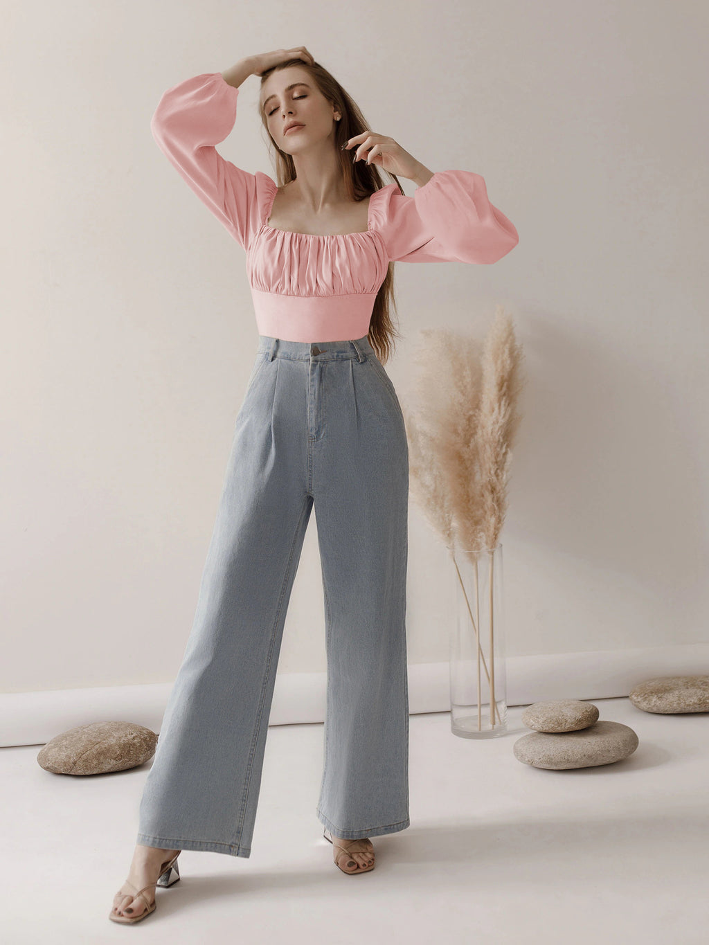 Women's Lantern Long Sleeve Slim Fit Wear Elegant Graceful Top