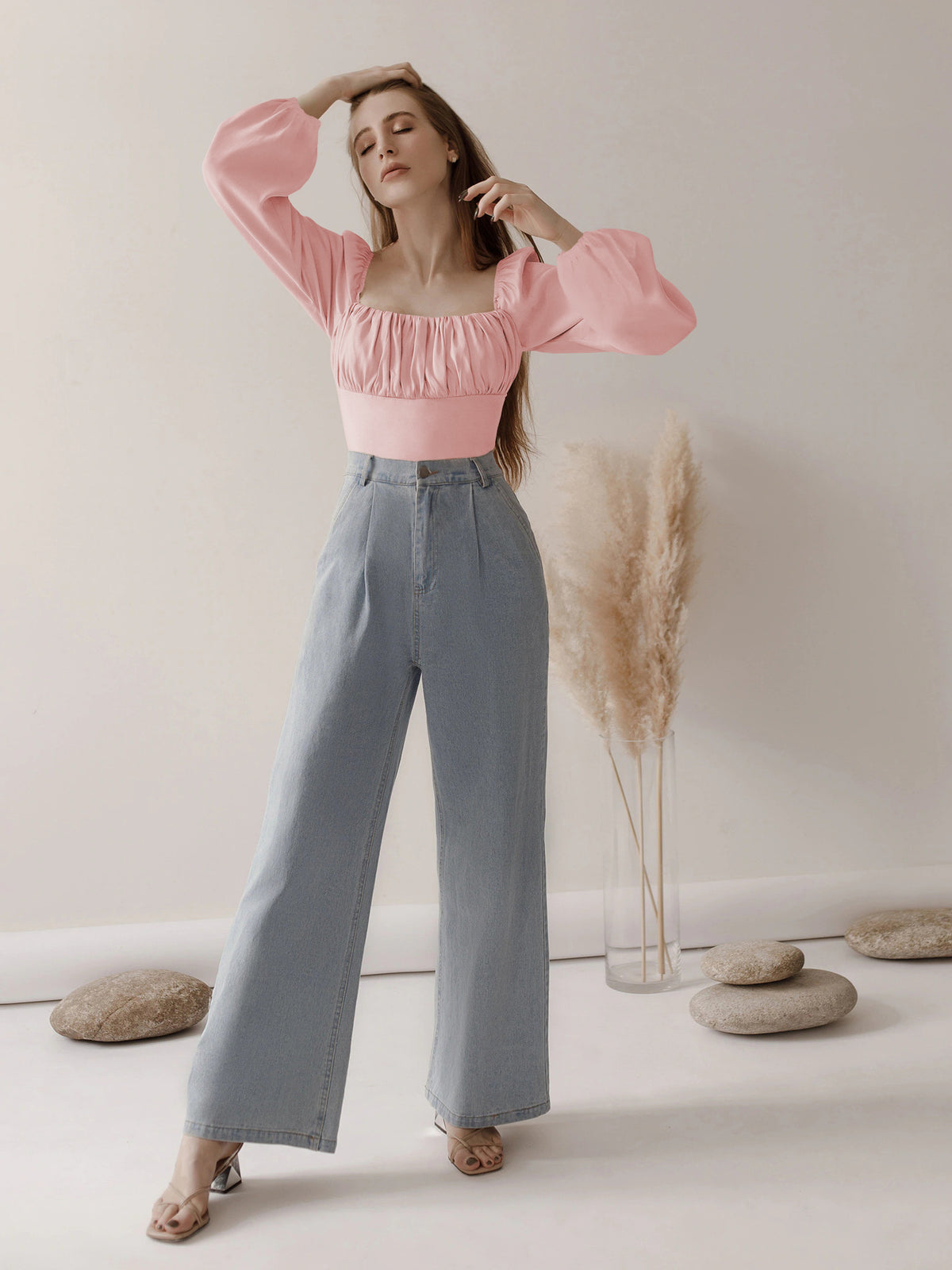 Women's Lantern Long Sleeve Slim Fit Wear Elegant Graceful Top