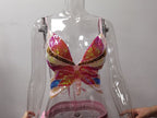 's Sequined Performance Show Top Belly Dance Sequined Butterfly