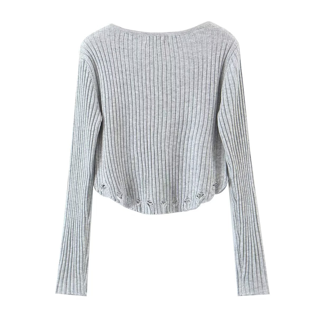 Women's Pullover Crew Neck Long Sleeves Slim Knitted T-Shirt