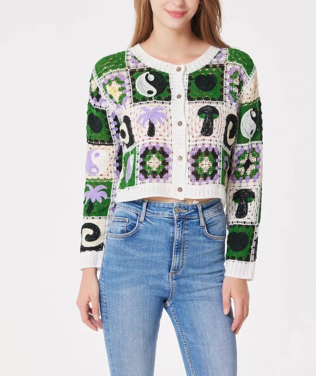 Women's Amoi Crocheted One Breasted Cardigan