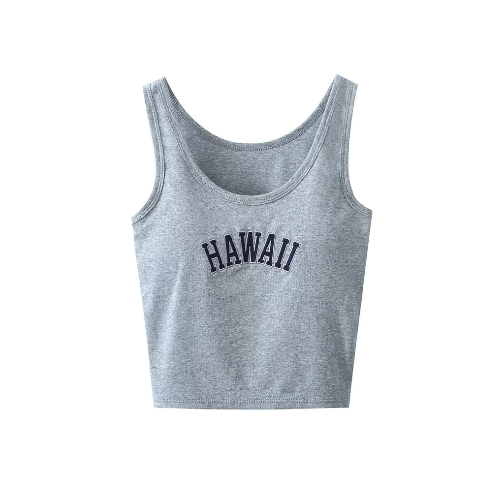 Women’s Graphic Embroidered Crop Tank Top
