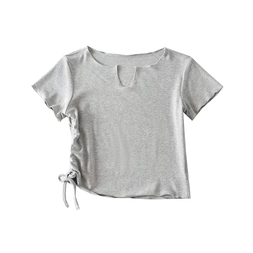 Women's Ruched Drawstring Slim Fit Crop Top