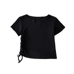Women's Ruched Drawstring Slim Fit Crop Top