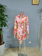 Women's Sexy Women Wear Digital Printing Series Button Long Sleeve Shirt Dress