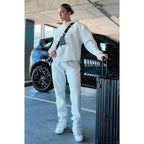 Autumn Winter Solid Color Round-Neck Pullover Long-Sleeve Sweater Cotton Skinny Trousers Suit Set