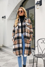 Women's Clothing Popular Long Sleeve Loose Plaid Shirt Woolen Long