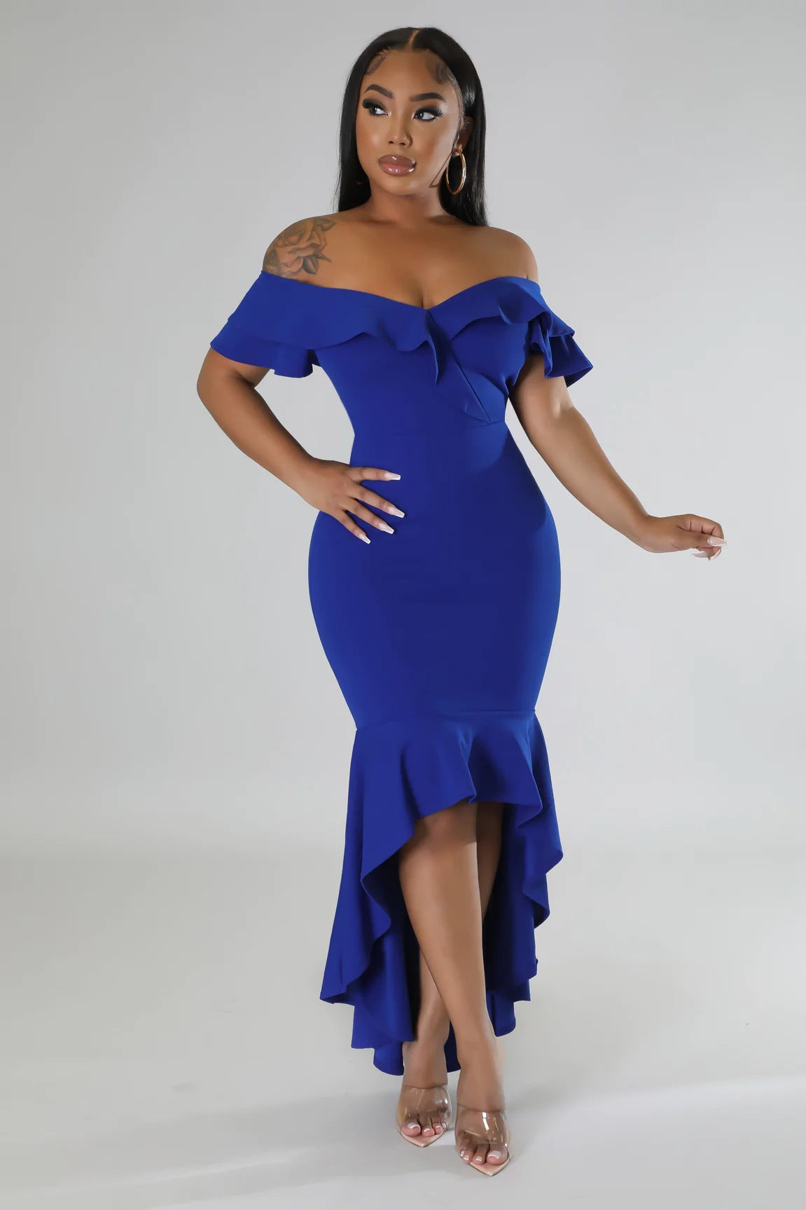 Slim Fit Elegant Ruffle Summer Irregular Asymmetric Women Dress High