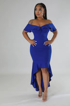 Slim Fit Elegant Ruffle Summer Irregular Asymmetric Women Dress High