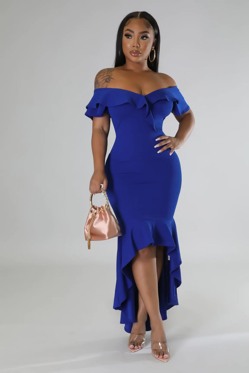 Slim Fit Elegant Ruffle Summer Irregular Asymmetric Women Dress High