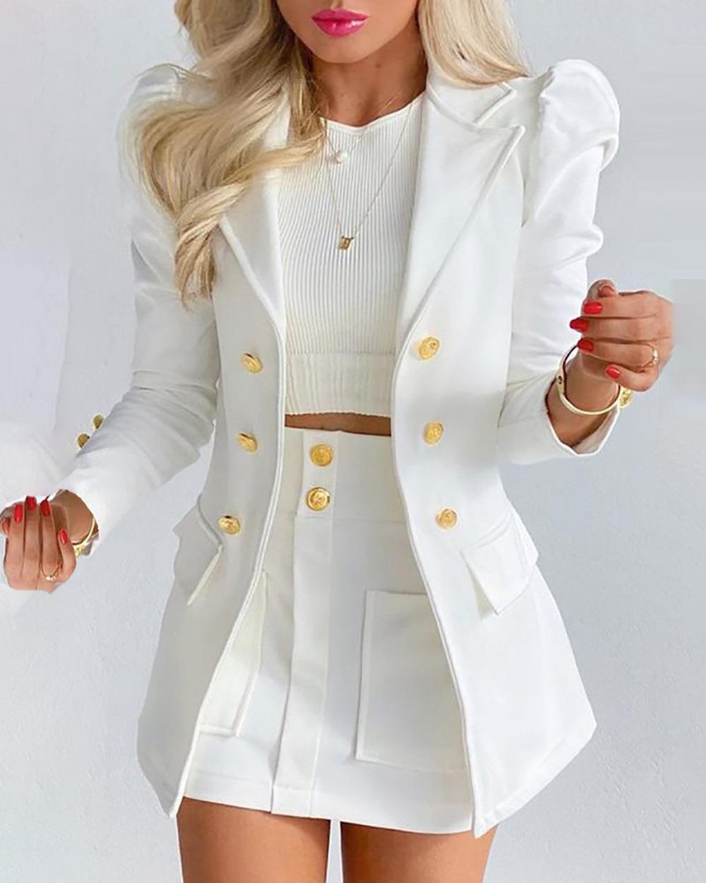 Women's Printing Princess Sleeves Office Coordinated Two-Piece Set