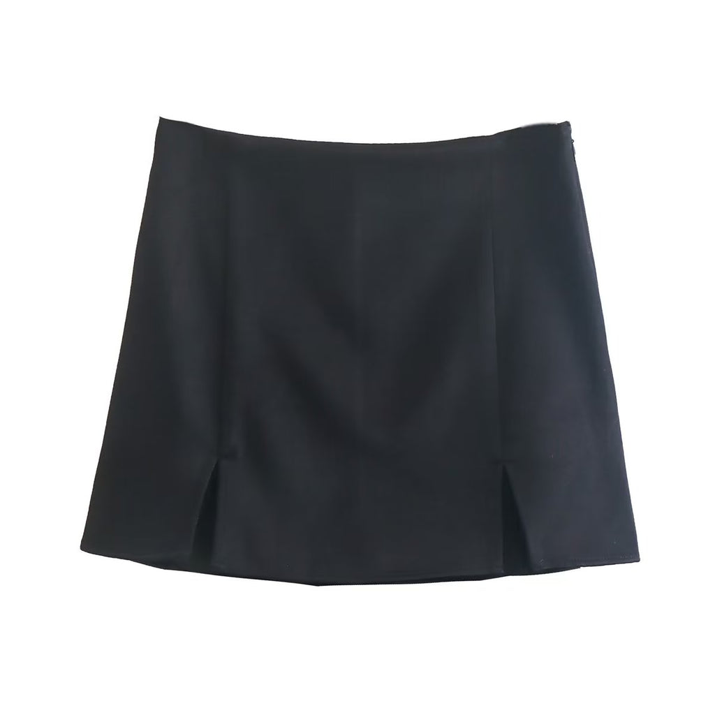 Autumn Three Color Slit Design Texture Culottes Skirt