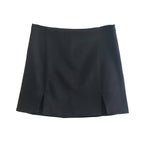 Autumn Three Color Slit Design Texture Culottes Skirt