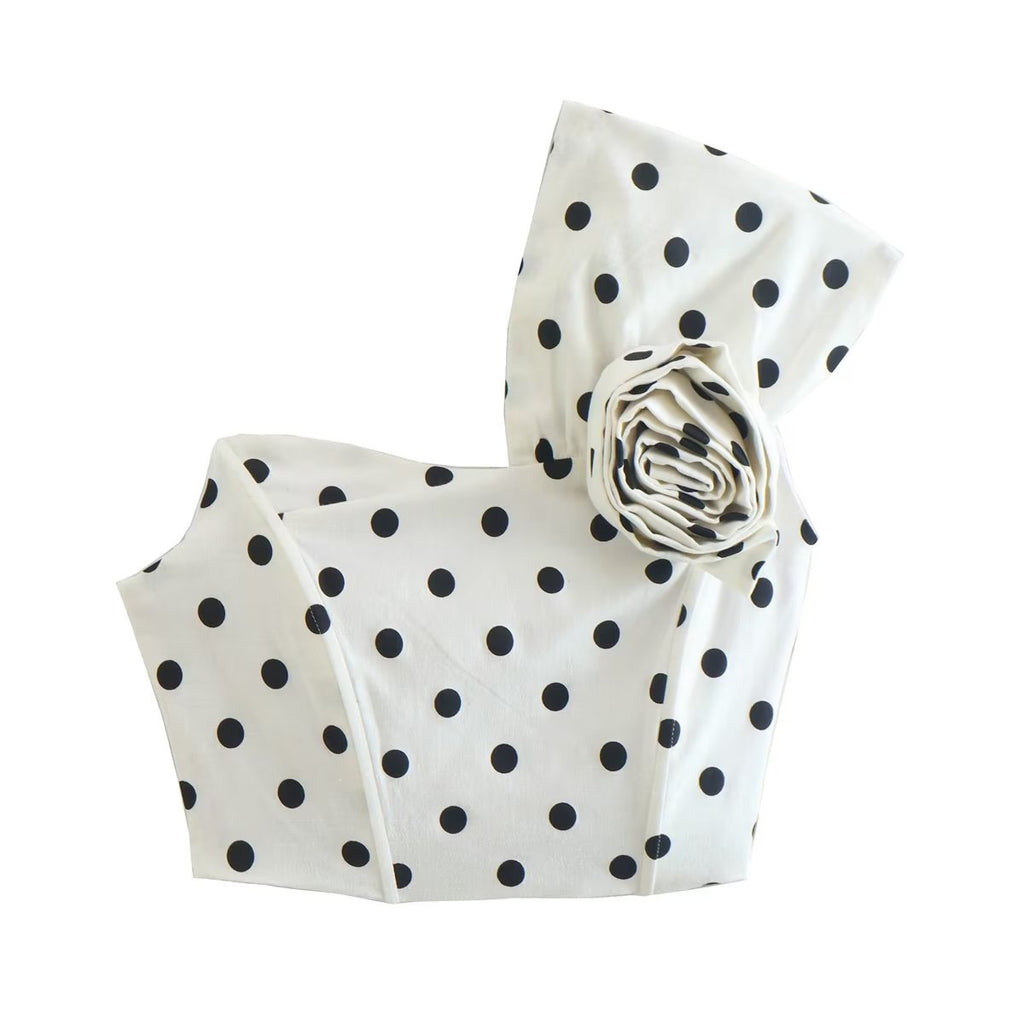 Women's 3D Rose Polka Dot Asymmetric Top