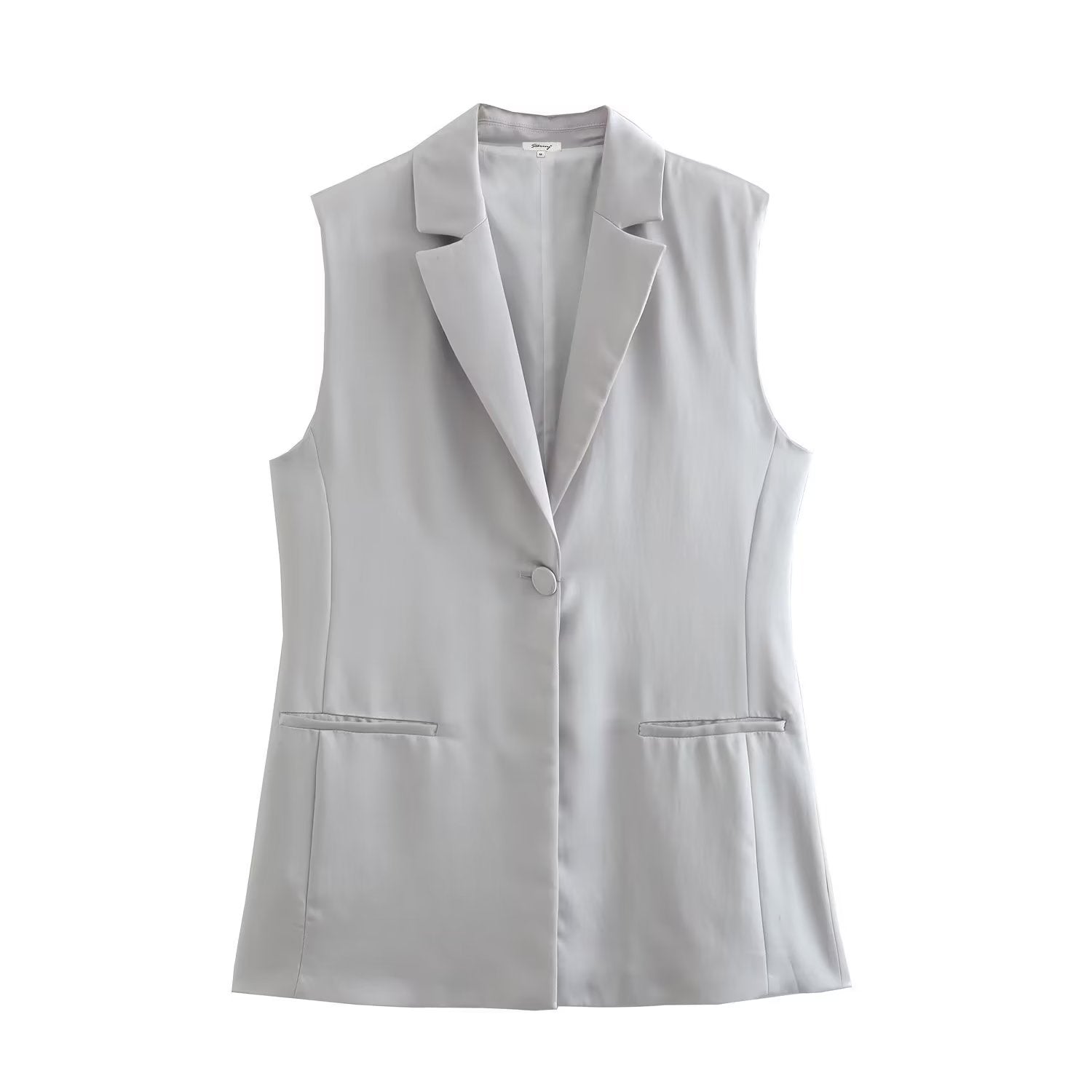 Silk Satin Texture Blazer Vest