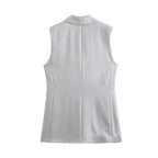 Silk Satin Texture Blazer Vest