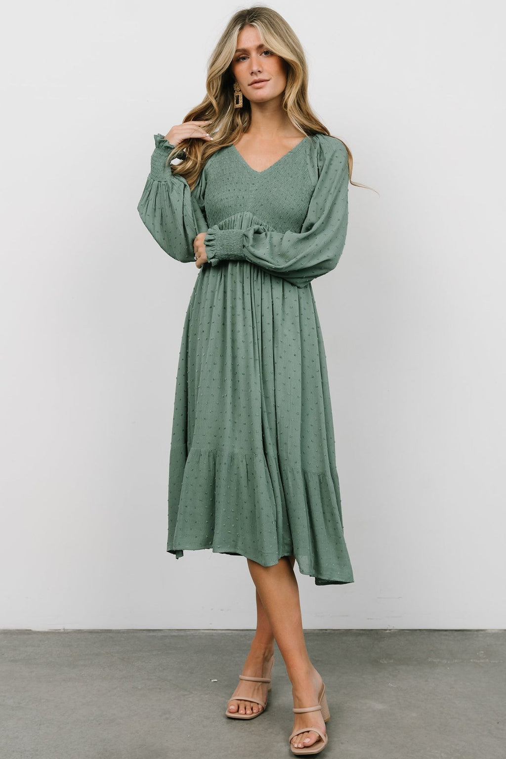 V-Neck Flounce A-Line Dress