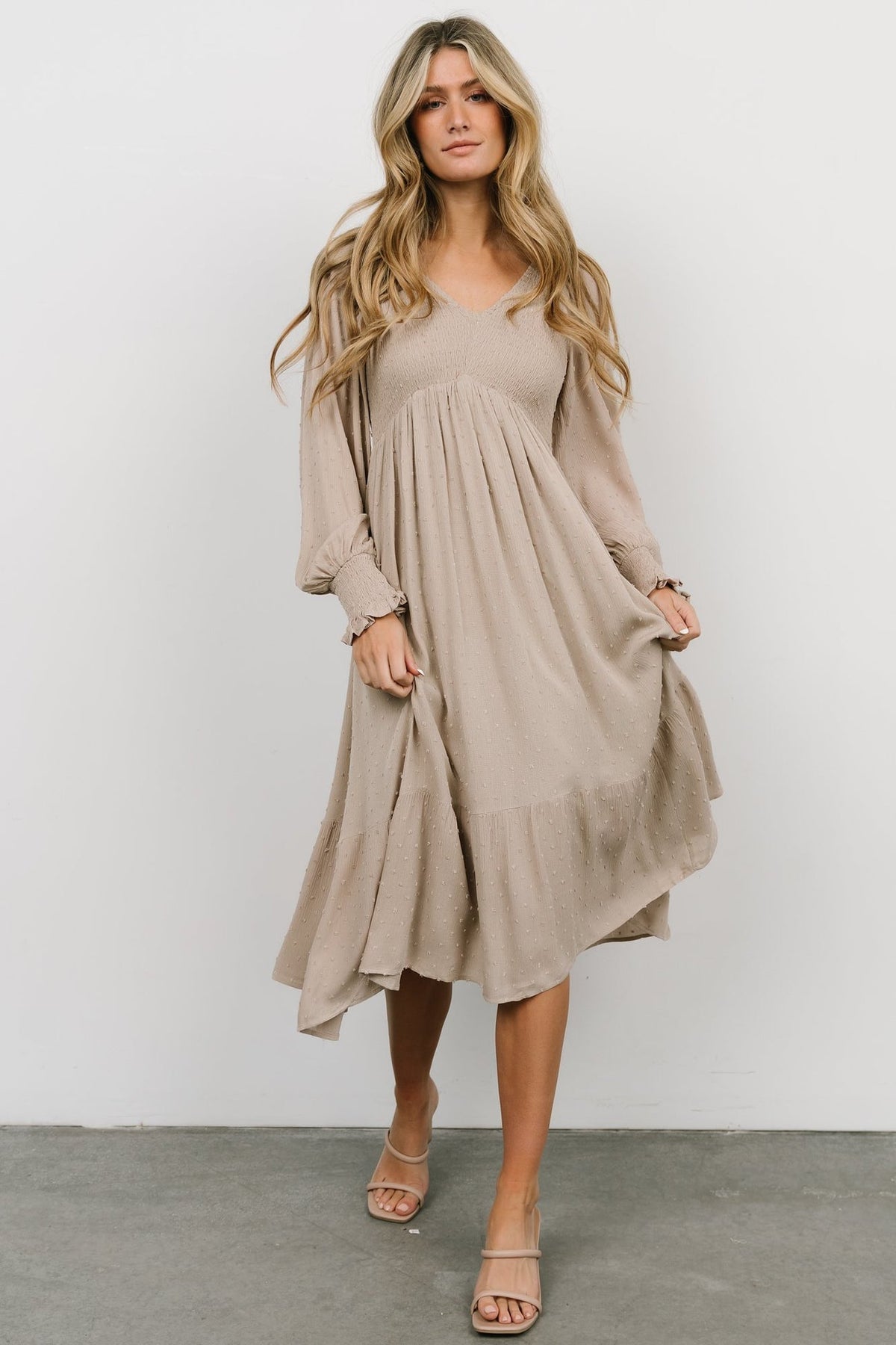 V-Neck Flounce A-Line Dress