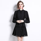 Long-Sleeve Solid Short Dress