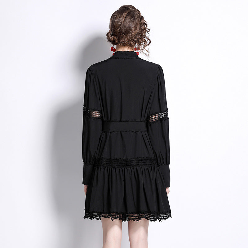 Long-Sleeve Solid Short Dress