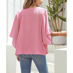 Women's Summer Women Half Sleeve Solid Color Loose Fitting Plus Size Shirt Top Women