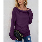 Women's Autumn Winter Women Long Sleeve Solid Color Loose Round Neck T Shirt Women