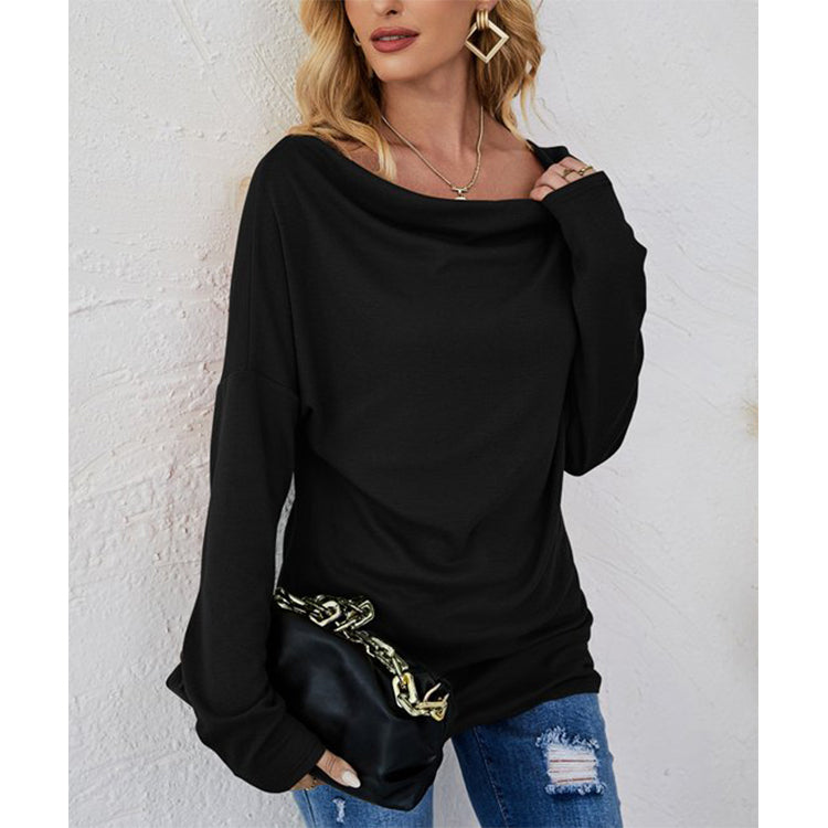 Women's Autumn Winter Women Long Sleeve Solid Color Loose Round Neck T Shirt Women