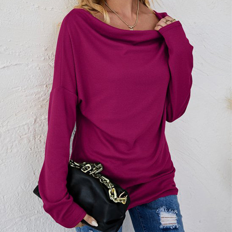 Women's Autumn Winter Women Long Sleeve Solid Color Loose Round Neck T Shirt Women