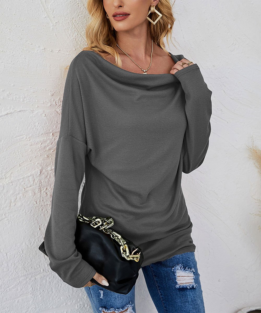 Women's Autumn Winter Women Long Sleeve Solid Color Loose Round Neck T Shirt Women