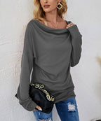 Women's Autumn Winter Women Long Sleeve Solid Color Loose Round Neck T Shirt Women