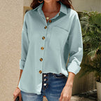 Women's Fall Women Clothing Solid Color Casual Plus Size Long Sleeve Shirt Top Women