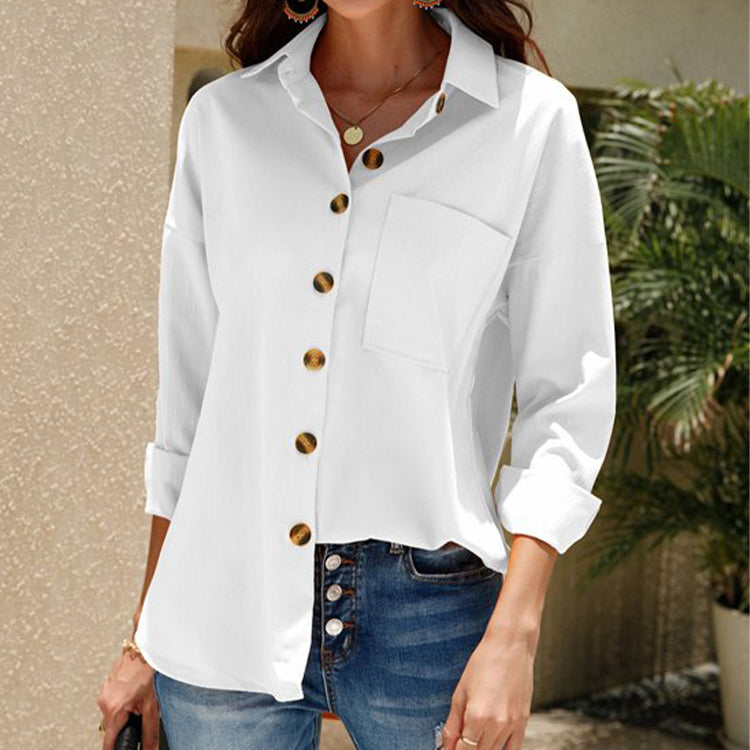 Women's Fall Women Clothing Solid Color Casual Plus Size Long Sleeve Shirt Top Women